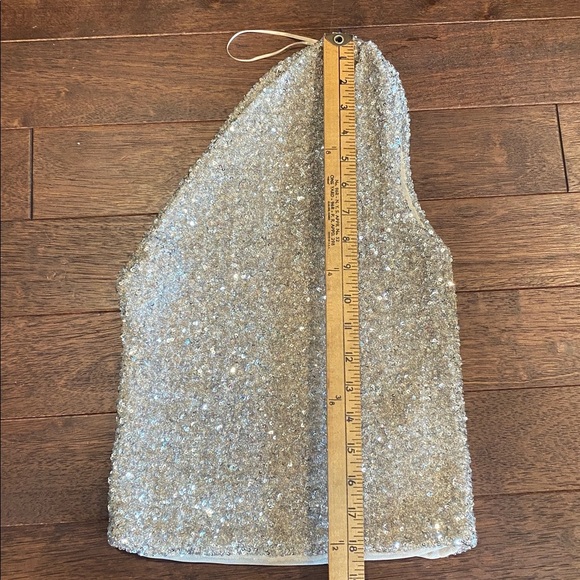 Zara Glittering Silver One-Shoulder Tank Top - Picture 11 of 12